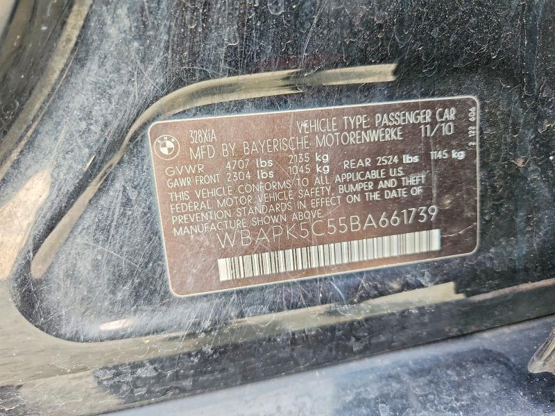 2011 Bmw 328 მანქანა იყიდება აუქციონზე, vin: WBAPK5C55BA661739, აუქციონის ნომერი: 75061005
