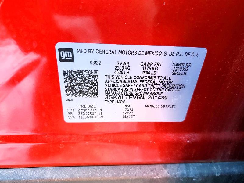 2022 Gmc Terrain მანქანა იყიდება აუქციონზე, vin: 3GKALTEV5NL201439, აუქციონის ნომერი: 73428705