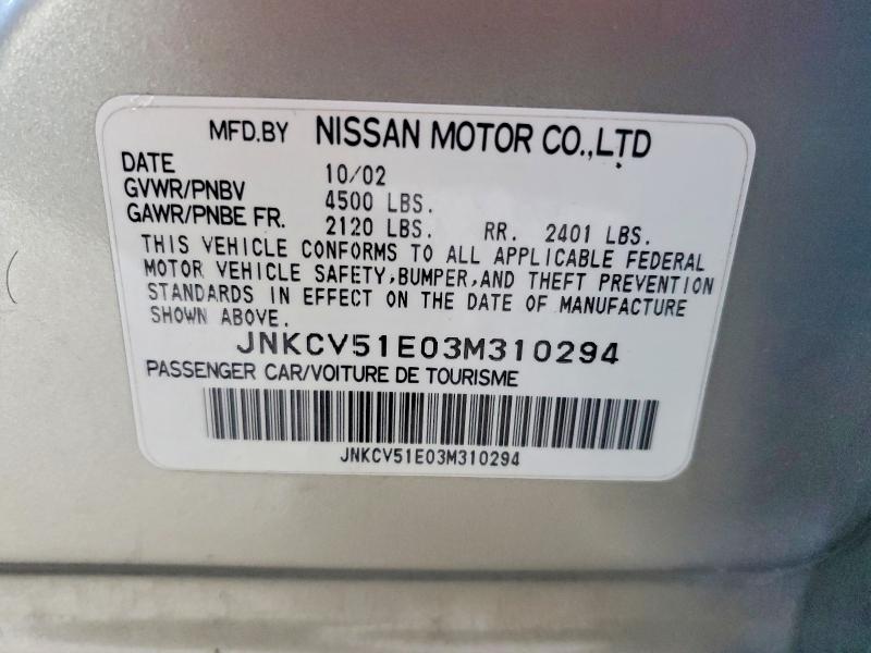 Aukcja sprzedaży 2003 Infiniti G35, vin: JNKCV51E03M310294, numer aukcji: 74708925