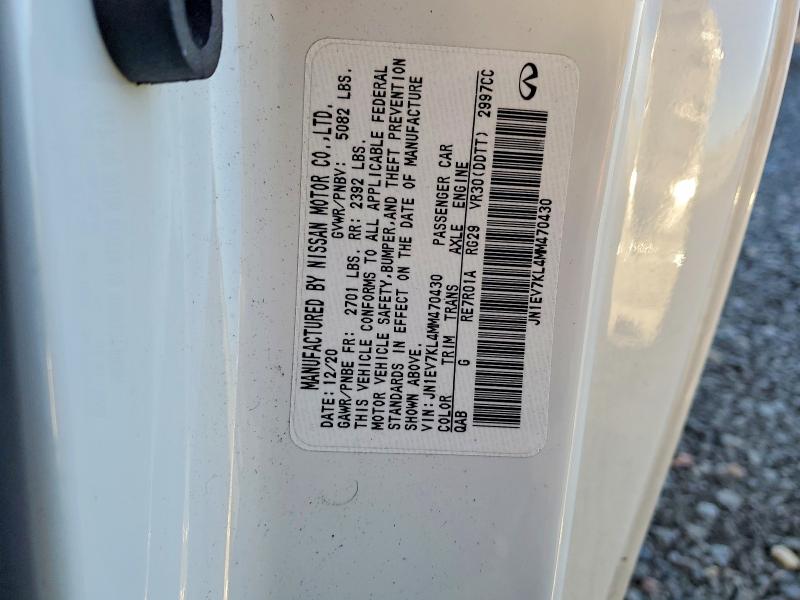 2021 Infiniti Q60 მანქანა იყიდება აუქციონზე, vin: JN1EV7KL4MM470430, აუქციონის ნომერი: 46331046
