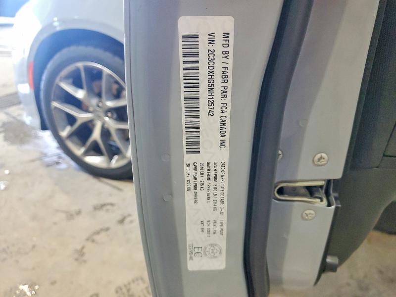 2022 Dodge Charger მანქანა იყიდება აუქციონზე, vin: 2C3CDXHG5NH125742, აუქციონის ნომერი: 99653465