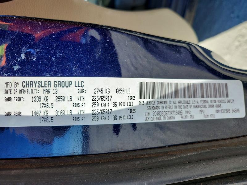 73442395 :رقم المزاد ، 2C4RDGCG7DR719495 vin ، 2013 Dodge Grand Caravan مزاد بيع