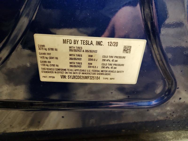Продаж на аукціоні авто 2021 Tesla Model X, vin: 5YJXCDE26MF325184, номер лоту: 73388195
