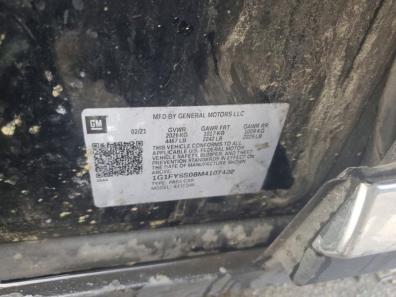 2021 Chevrolet Bolt Ev მანქანა იყიდება აუქციონზე, vin: 1G1FY6S08M4107422, აუქციონის ნომერი: 99178865