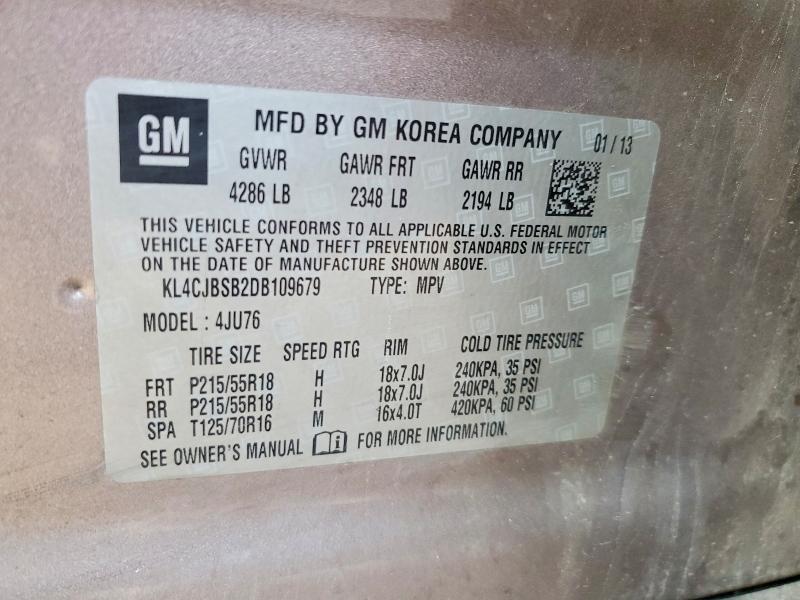 97920085 :رقم المزاد ، KL4CJBSB2DB109679 vin ، 2013 Buick Encore مزاد بيع