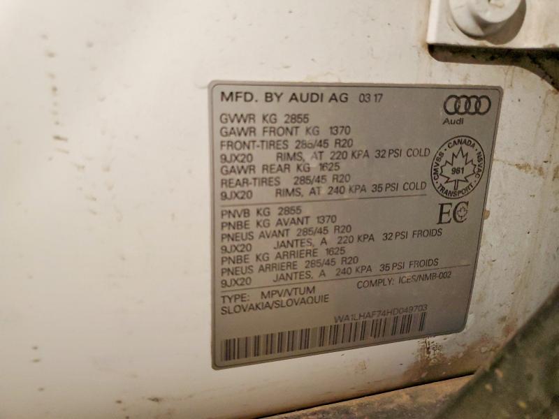 Продажа на аукционе авто 2017 Audi Q7, vin: WA1LHAF74HD049703, номер лота: 72211245