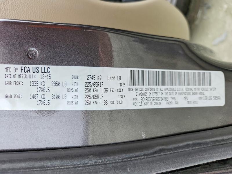 99252815 :رقم المزاد ، 2C4RDGCG2GR234783 vin ، 2016 Dodge Grand Cara مزاد بيع