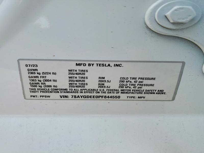 2023 Tesla Model Y მანქანა იყიდება აუქციონზე, vin: 7SAYGDEE0PF844550, აუქციონის ნომერი: 75658115