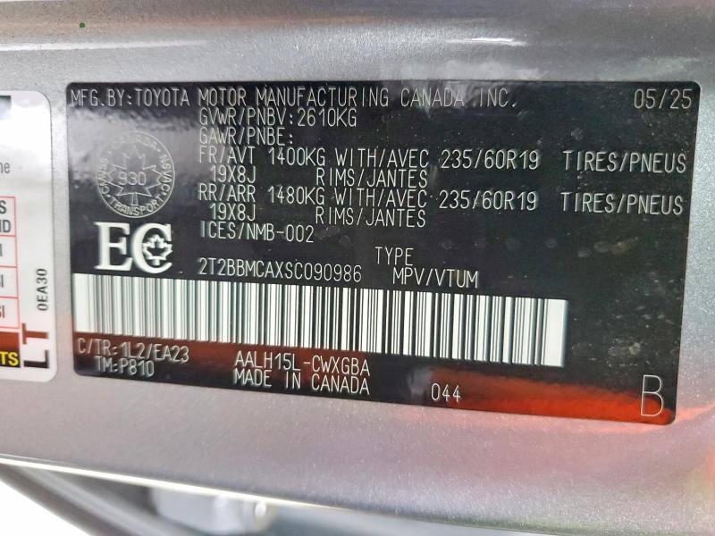 96883465 :رقم المزاد ، 2T2BBMCAXSC090986 vin ، 2025 Lexus Rx350h 4dr Awd مزاد بيع