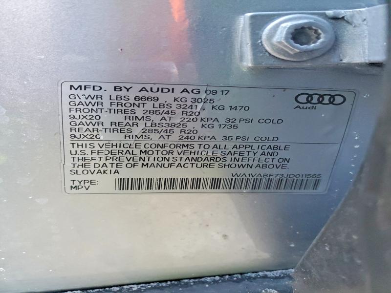 74878285 :رقم المزاد ، WA1VABF73JD011565 vin ، 2018 Audi Q7 مزاد بيع