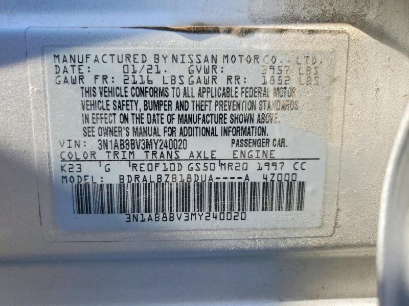 Aukcja sprzedaży 2021 Nissan Sentra, vin: 3N1AB8BV3MY240020, numer aukcji: 98835445