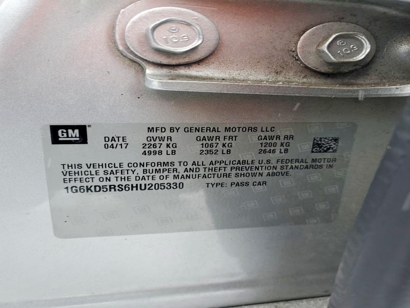2017 Cadillac Ct6 მანქანა იყიდება აუქციონზე, vin: 1G6KD5RS6HU205330, აუქციონის ნომერი: 73337315