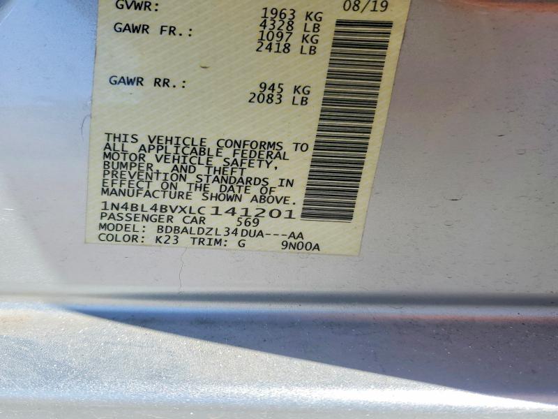 Продажа на аукционе авто 2020 Nissan Altima, vin: 1N4BL4BVXLC141201, номер лота: 74963415
