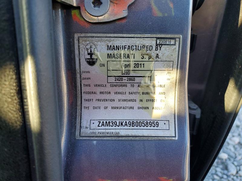 2011 Maserati Quattroporte მანქანა იყიდება აუქციონზე, vin: ZAM39JKA9B0058959, აუქციონის ნომერი: 74219525