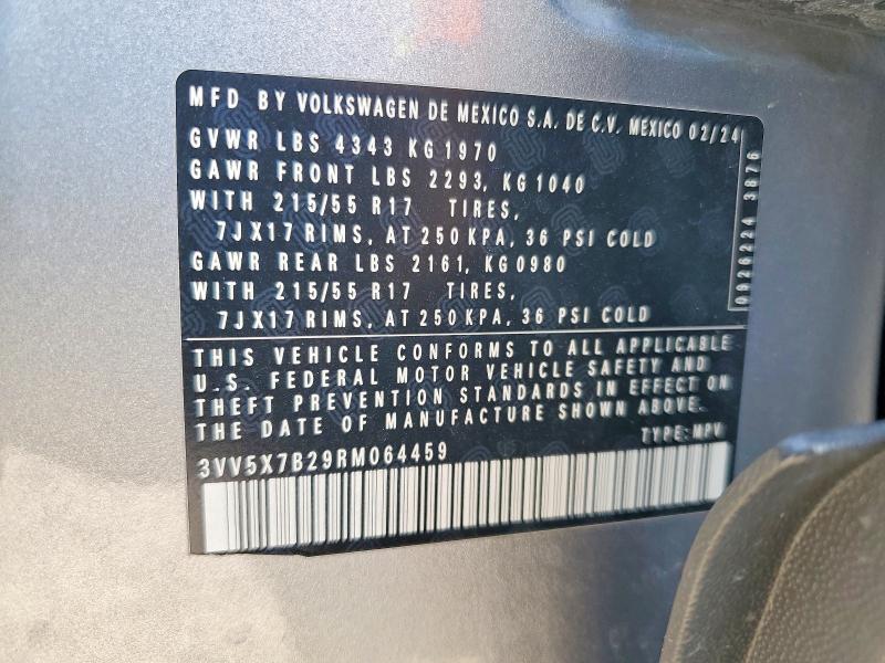 99502655 :رقم المزاد ، 3VV5X7B29RM064459 vin ، 2024 Volkswagen Taos مزاد بيع
