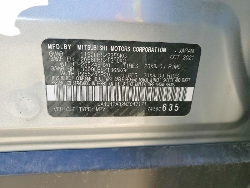 Продаж на аукціоні авто 2022 Mitsubishi Outlander, vin: JA4J4TA82NZ047171, номер лоту: 73843455