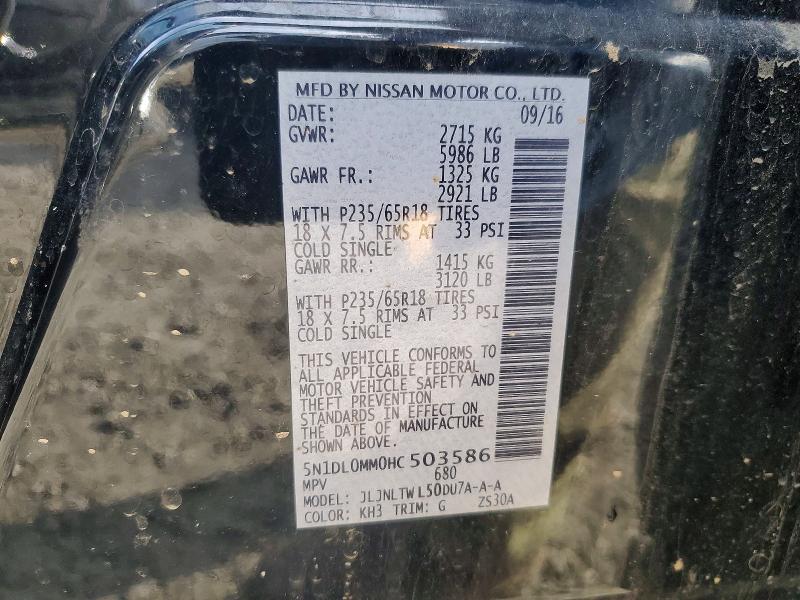 Auction sale of the 2017 Infiniti Qx60, vin: 5N1DL0MM0HC503586, lot number: 72156815