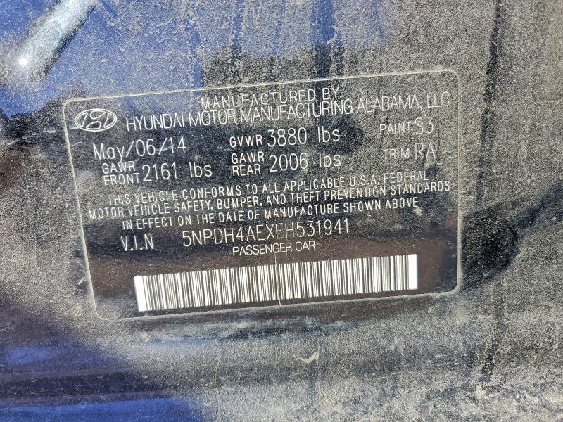 Auction sale of the 2014 Hyundai Elantra, vin: 5NPDH4AEXEH531941, lot number: 74347085