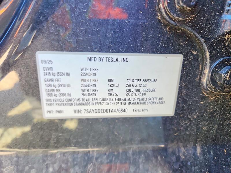 Продажа на аукционе авто 2026 Tesla Model Y, vin: 7SAYGDED0TA476840, номер лота: 74884605