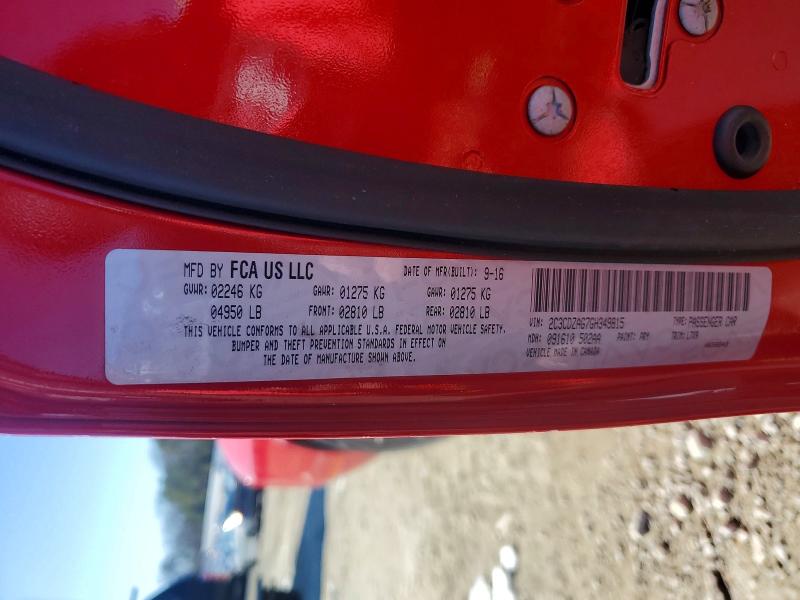 Продажа на аукционе авто 2016 Dodge Challenger, vin: 2C3CDZAG7GH349815, номер лота: 74954145