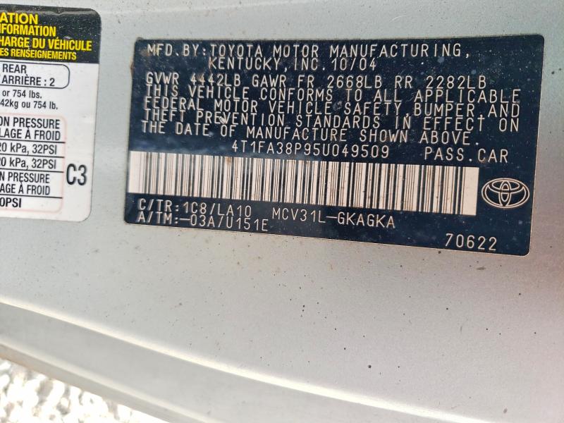 2005 Toyota Camry Solara მანქანა იყიდება აუქციონზე, vin: 4T1FA38P95U049509, აუქციონის ნომერი: 72447305