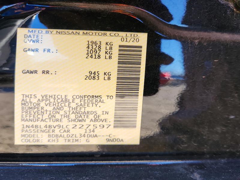 98452385 :رقم المزاد ، 1N4BL4BV9LC227597 vin ، 2020 Nissan Altima مزاد بيع