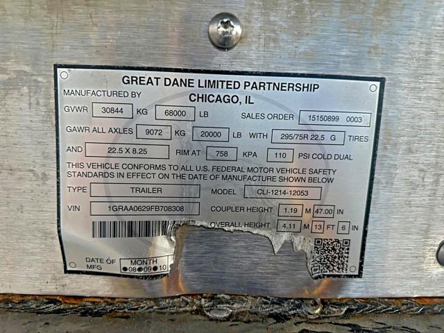 Продажа на аукционе авто 2015 Great Dane Trailer Reefer, vin: 1GRAA0629FB708308, номер лота: 73333565
