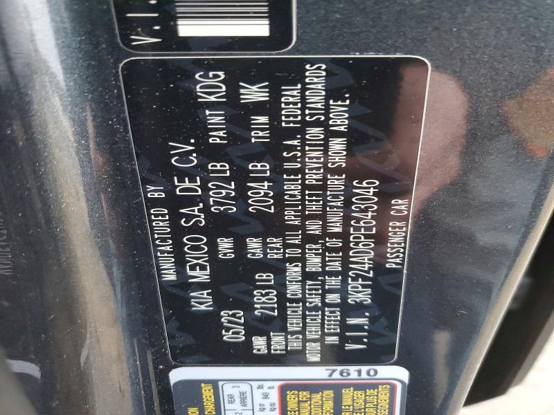 99301955 :رقم المزاد ، 3KPF24AD6PE643046 vin ، 2023 Kia Forte Lx مزاد بيع