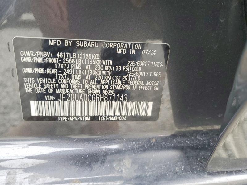 Продажа на аукционе авто 2024 Subaru Crosstrek, vin: JF2GUADC6RH871143, номер лота: 75294035