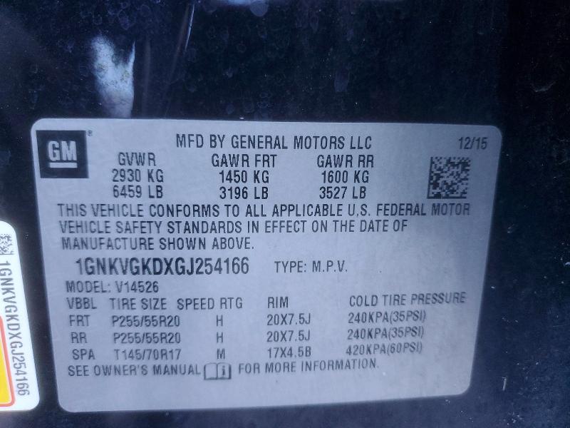 76283205 :رقم المزاد ، 1GNKVGKDXGJ254166 vin ، 2016 Chevrolet Traverse L مزاد بيع