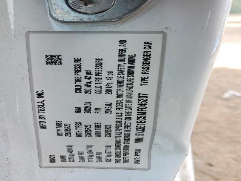 Продажа на аукционе авто 2021 Tesla Model 3, vin: 5YJ3E1EC5MF045207, номер лота: 98769985