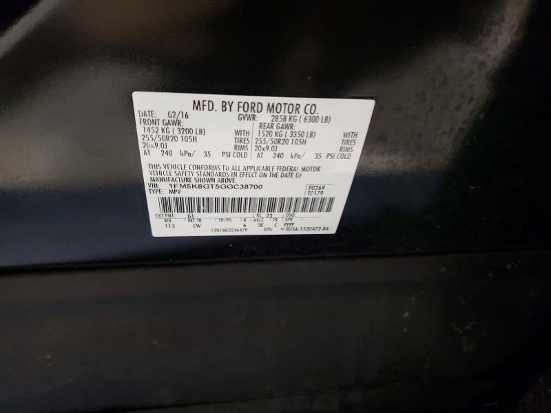 Продажа на аукционе авто 2016 Ford Explorer, vin: 1FM5K8GT5GGC38700, номер лота: 72162005
