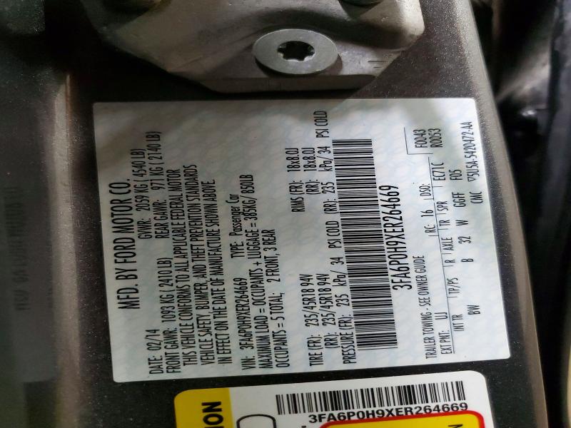 Продаж на аукціоні авто 2014 Ford Fusion Se, vin: 3FA6P0H9XER264669, номер лоту: 73786565