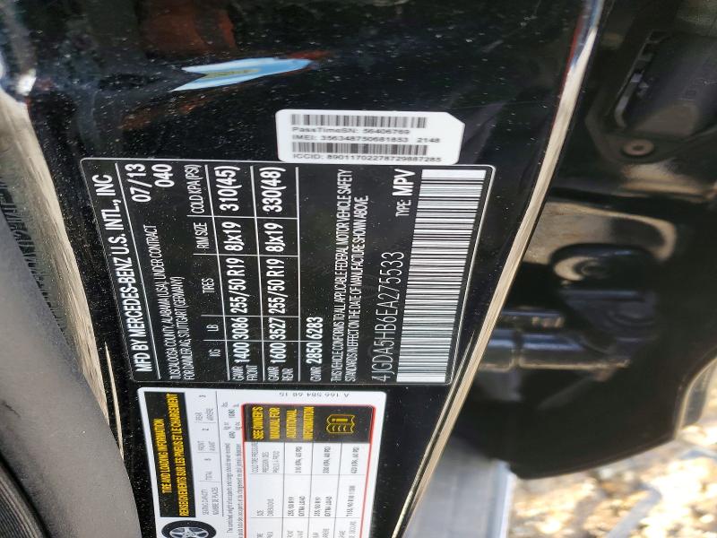 99499955 :رقم المزاد ، 4JGDA5HB6EA275533 vin ، 2014 Mercedes-benz Ml مزاد بيع