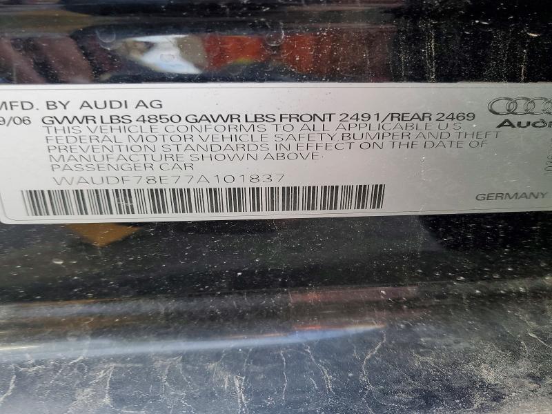 Продажа на аукционе авто 2007 Audi A4, vin: WAUDF78E77A101837, номер лота: 74217695