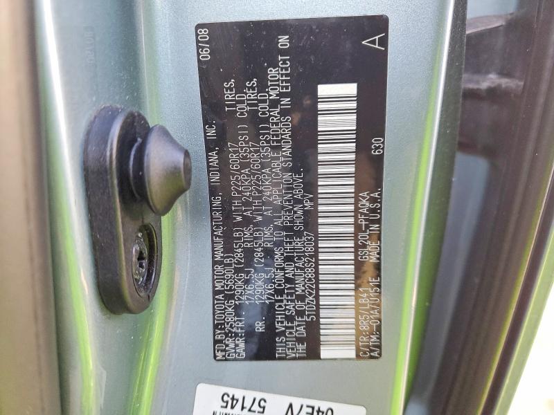 Продажа на аукционе авто 2008 Toyota Sienna, vin: 5TDZK22C88S218037, номер лота: 97681515