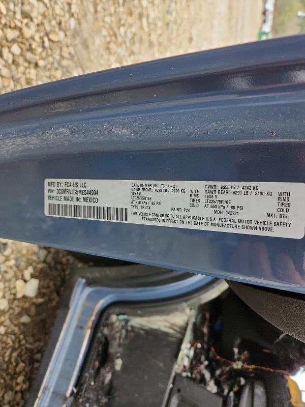 Продаж на аукціоні авто 2021 Ram Promaster 3500, vin: 3C6MRVJG5ME544904, номер лоту: 73063685