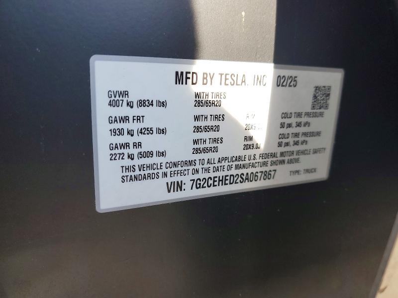Продажа на аукционе авто 2025 Tesla Cybertruck, vin: 7G2CEHED2SA067867, номер лота: 98867795