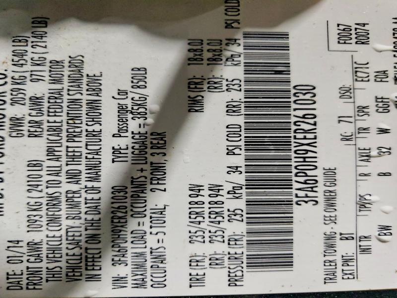 Продаж на аукціоні авто 2014 Ford Fusion, vin: 3FA6P0H9XER261030, номер лоту: 73875755