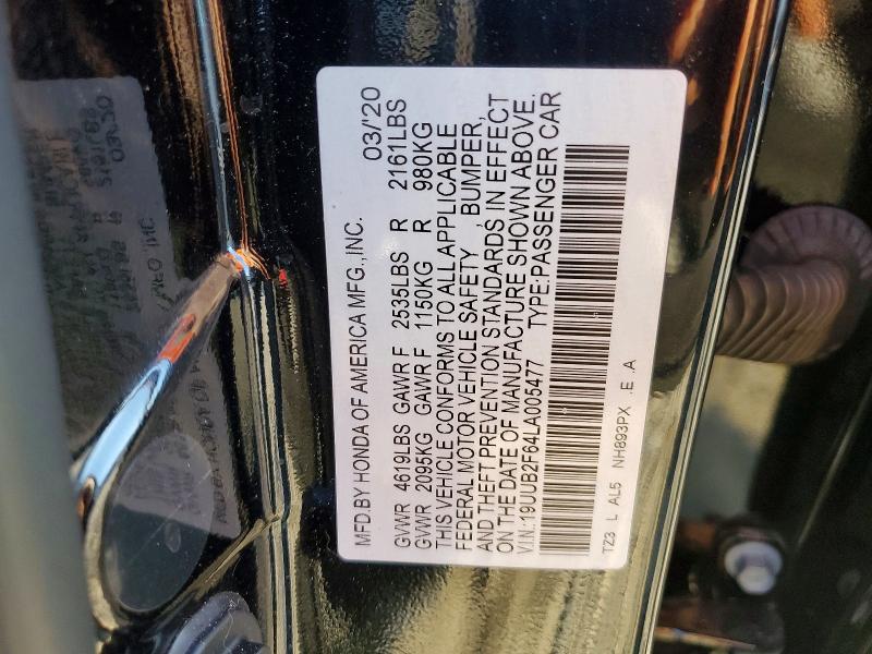 98707985 :رقم المزاد ، 19UUB2F64LA005477 vin ، 2020 Acura Tlx Techno مزاد بيع