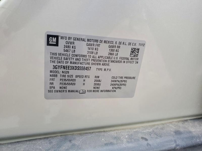 74493275 :رقم المزاد ، 3GYFNEE3XDS558457 vin ، 2013 Cadillac Srx مزاد بيع