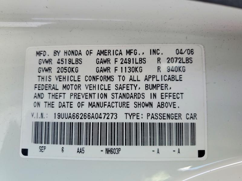 Aukcja sprzedaży 2006 Acura 3.2tl, vin: 19UUA66266A047273, numer aukcji: 75279315