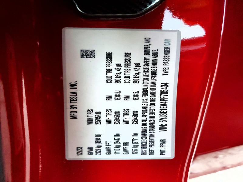 Продажа на аукционе авто 2023 Tesla Model 3, vin: 5YJ3E1EA4PF705434, номер лота: 74405815