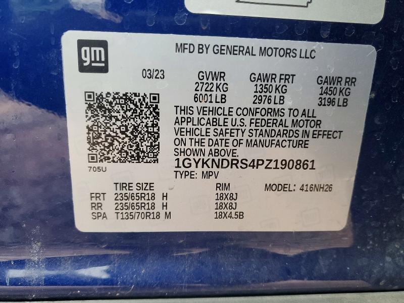 2023 Cadillac Xt5 მანქანა იყიდება აუქციონზე, vin: 1GYKNDRS4PZ190861, აუქციონის ნომერი: 74622585