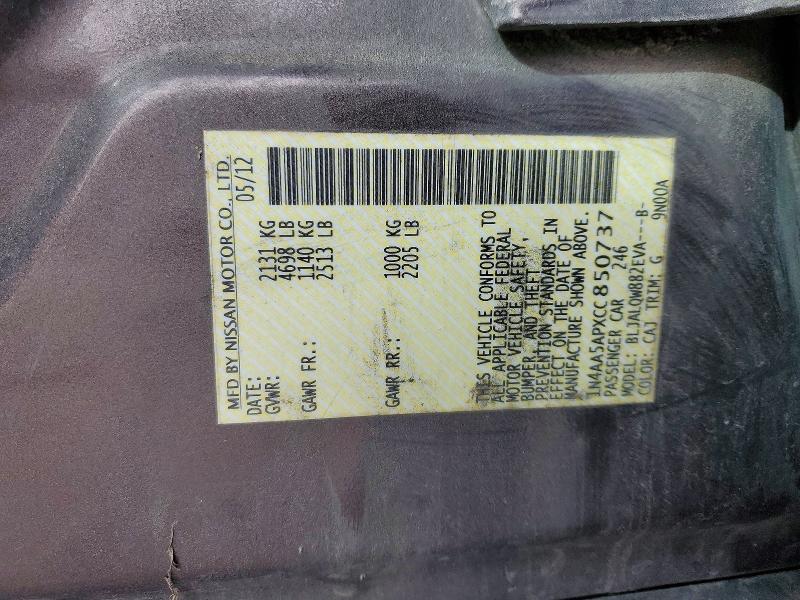 Aukcja sprzedaży 2012 Nissan Maxima S W, vin: 1N4AA5APXCC850737, numer aukcji: 75470505