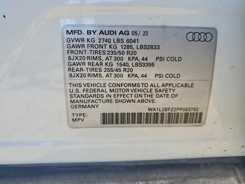 73265565 :رقم المزاد ، WA1L2BFZ2PP063752 vin ، 2023 Audi Q4 E-tron مزاد بيع