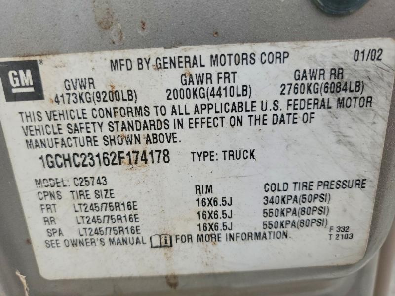 2002 Chevrolet Silverado მანქანა იყიდება აუქციონზე, vin: 1GCHC23162F174178, აუქციონის ნომერი: 74695295