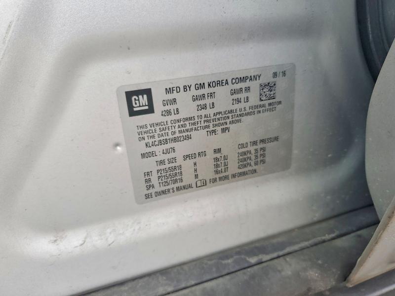 Aukcja sprzedaży 2017 Buick Encore, vin: KL4CJBSB1HB023494, numer aukcji: 99297835