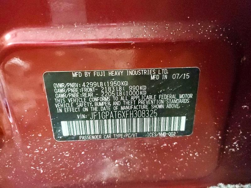 74602545 :رقم المزاد ، JF1GPAT6XFH308325 vin ، 2015 Subaru Impreza مزاد بيع