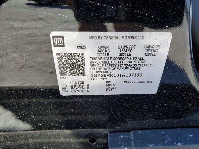 74939765 :رقم المزاد ، 1GYS9RKL0TR137105 vin ، 2026 Cadillac Escalade مزاد بيع